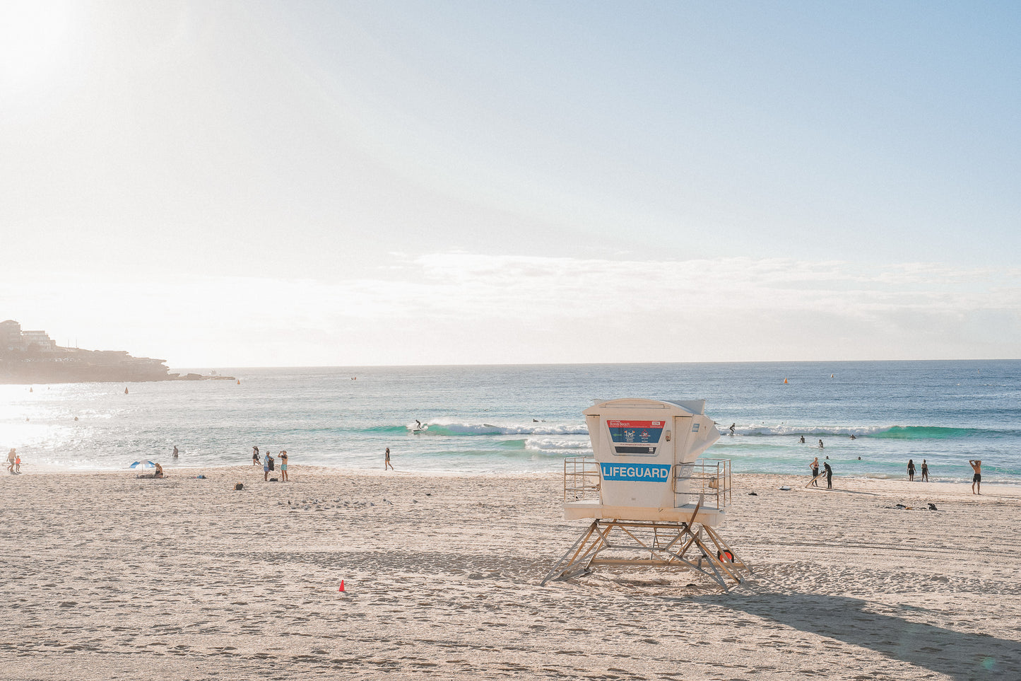 On Watch — Bondi Beach lifeguard tower fine art print, Sydney photography by Aqua Visions Photography. ocean and sky in the background