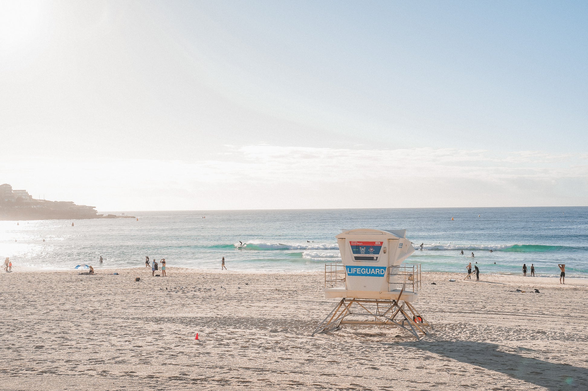 On Watch — Bondi Beach lifeguard tower fine art print, Sydney photography by Aqua Visions Photography. ocean and sky in the background